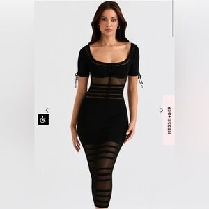 House of CB LILLA BLACK OPENWORK KNIT MIDI DRESS